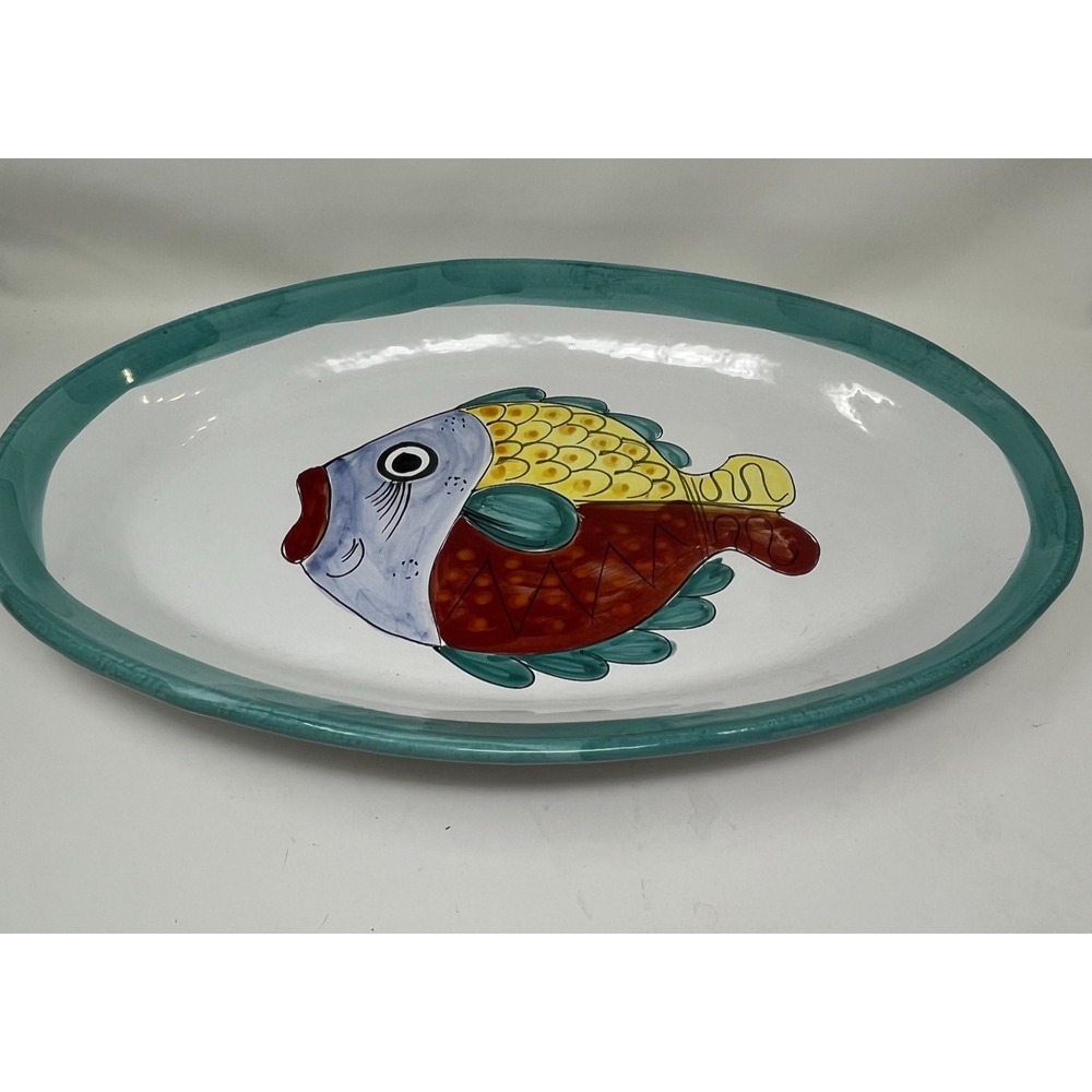 Rare Vietri Italy Fish-Fish Oval Platter Handpainted Serving Dish 19" New HTF